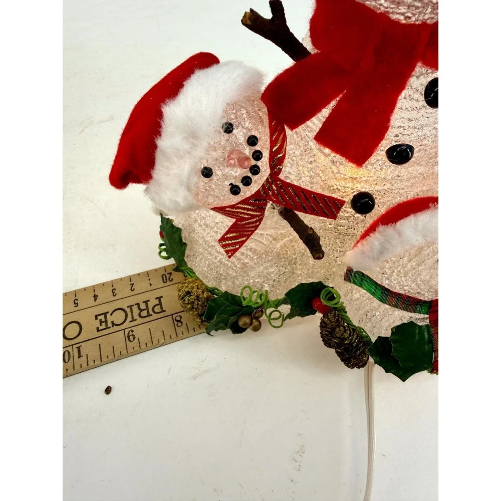 Vintage 1998 Galaxy Snowman Family Light Up Tabletop Christmas Decoration‎